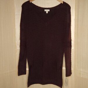Hinge Womens New Dark Purple Heavyweight Oversized Tunic Sweater Medium